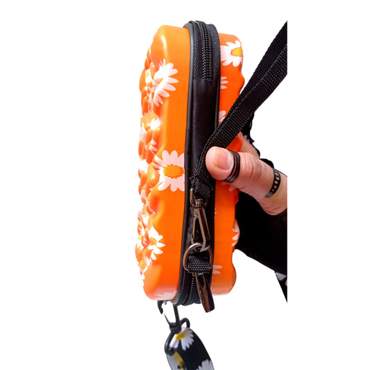 Fashionable Orange Floral Sling Bag